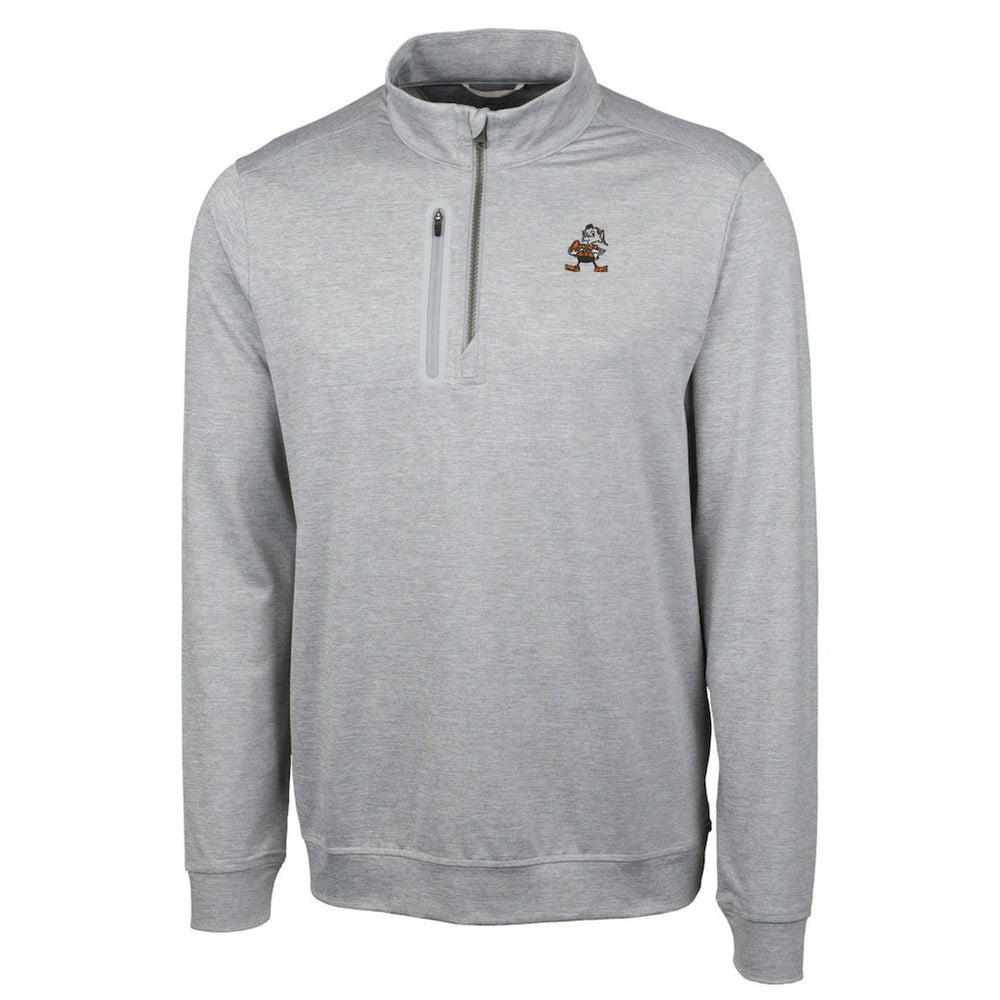 Cleveland Browns Cutter & Buck Stealth Heathered Big & Tall Throwback Logo Quarter-Zip Pullover Top | NFL Discount