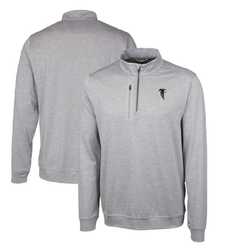 Atlanta Falcons Cutter & Buck Stealth Heathered Big & Tall Throwback Logo Quarter-Zip Pullover Top | NFL Online