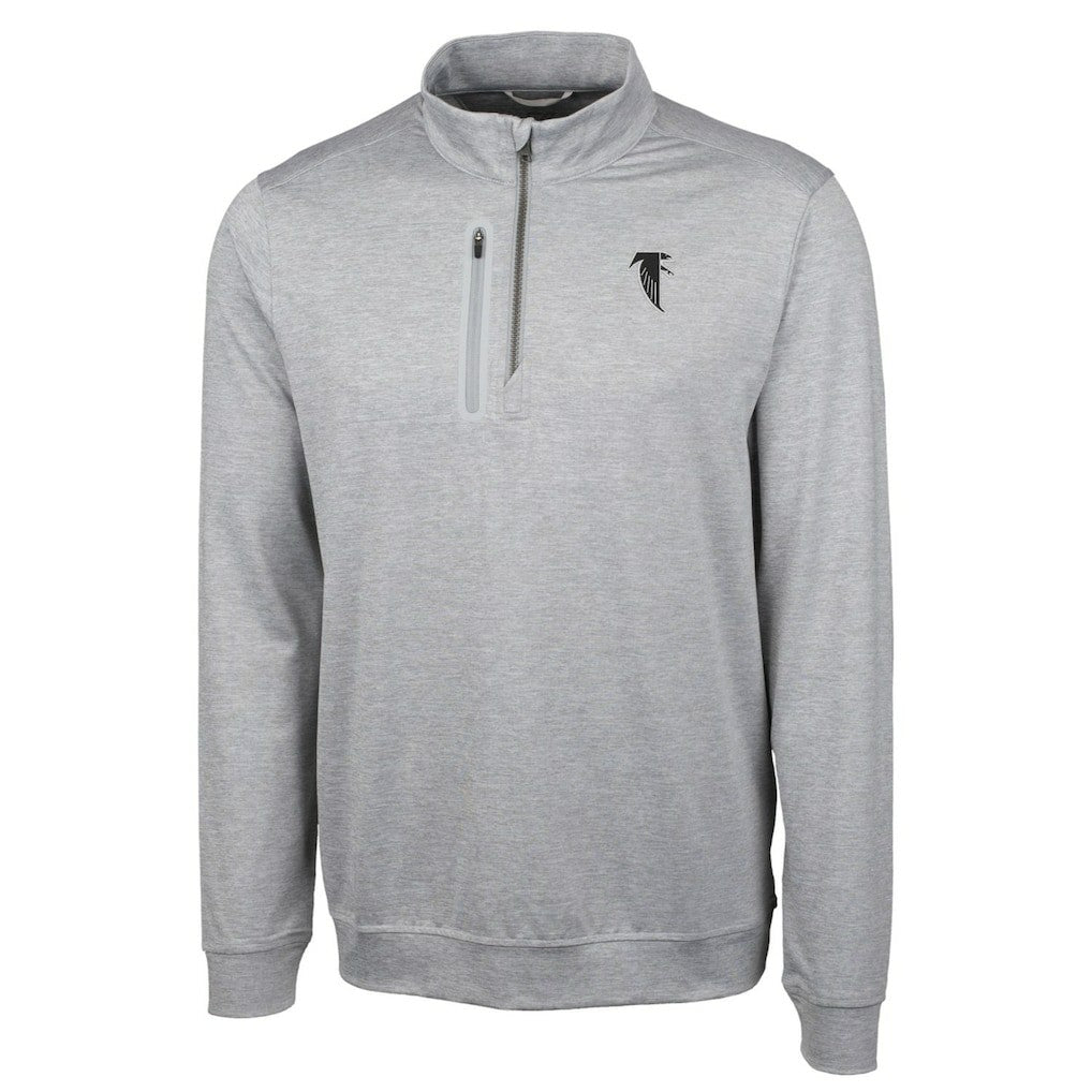 Atlanta Falcons Cutter & Buck Stealth Heathered Big & Tall Throwback Logo Quarter-Zip Pullover Top | NFL Online