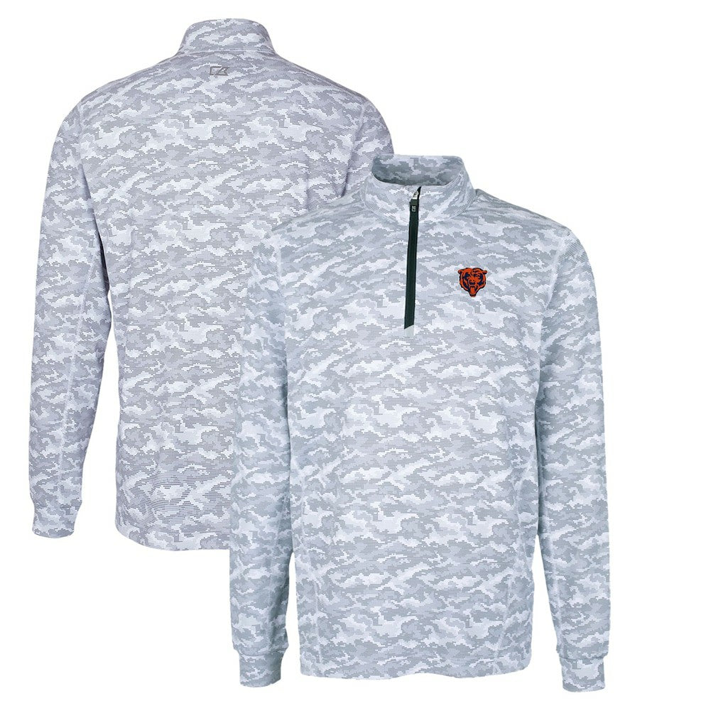 Chicago Bears Cutter & Buck Throwback Logo Big & Tall Traverse Camo Print Stretch Quarter-Zip Pullover Top | NFL New