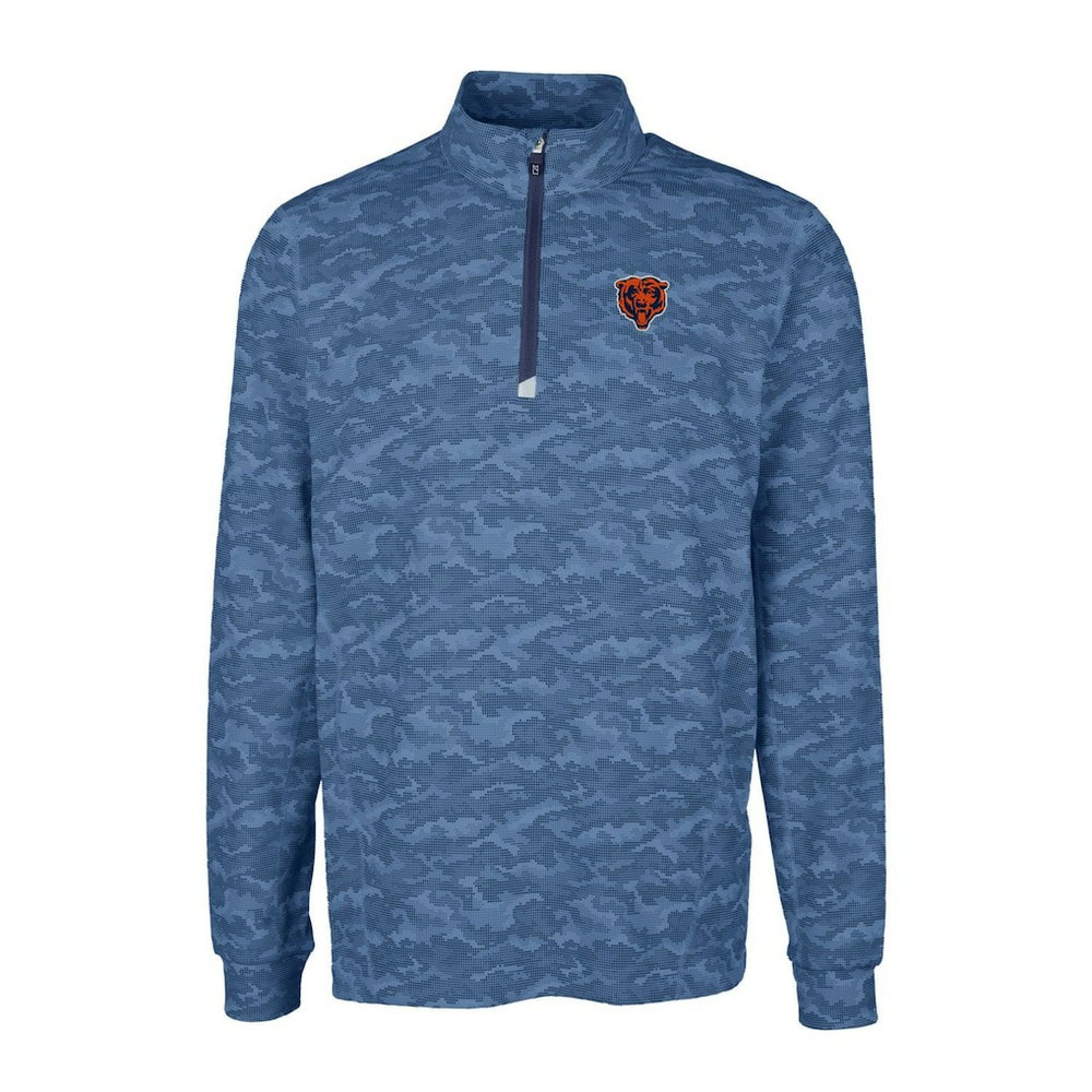 Chicago Bears Cutter & Buck Throwback Logo Big & Tall Traverse Camo Print Stretch Quarter-Zip Pullover Top | NFL Outlet