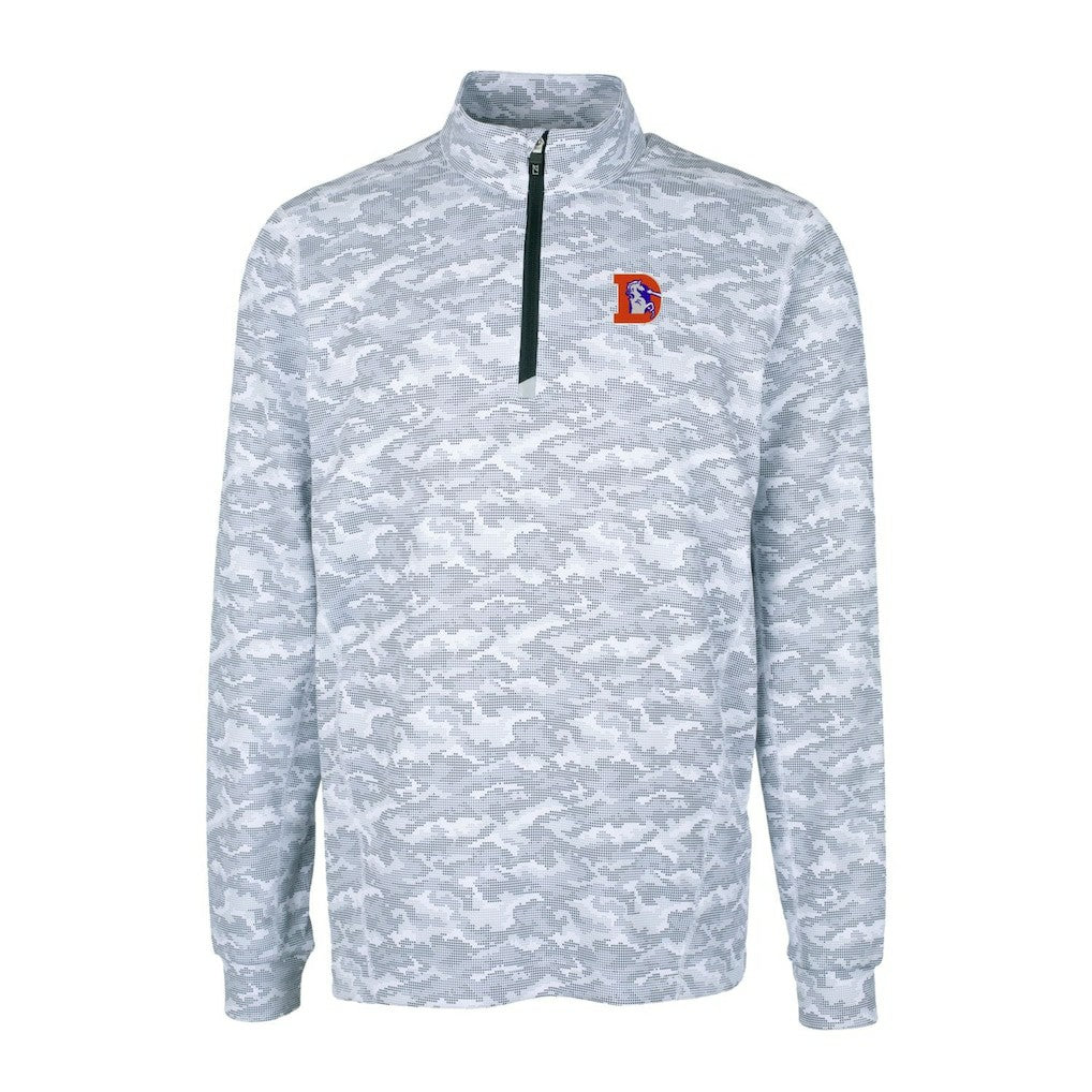 Denver Broncos Cutter & Buck Throwback Logo Big & Tall Traverse Camo Print Stretch Quarter-Zip Pullover Top | NFL Hot