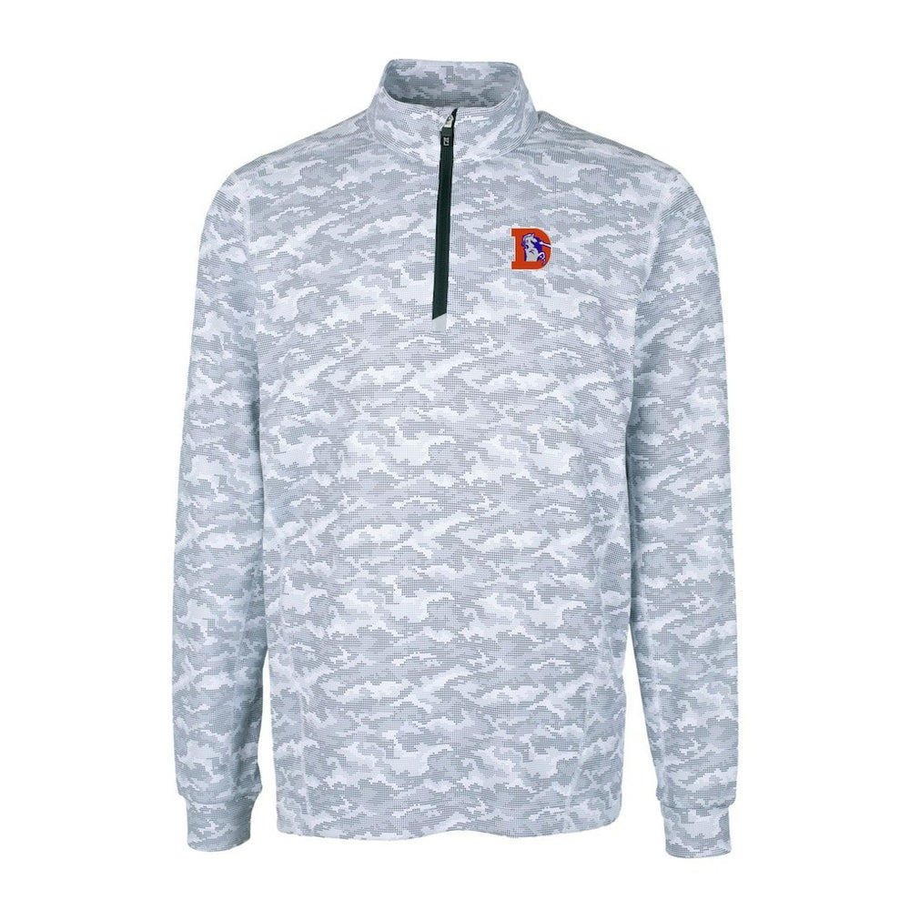 Denver Broncos Cutter & Buck Throwback Logo Big & Tall Traverse Camo Print Stretch Quarter-Zip Pullover Top | NFL Hot