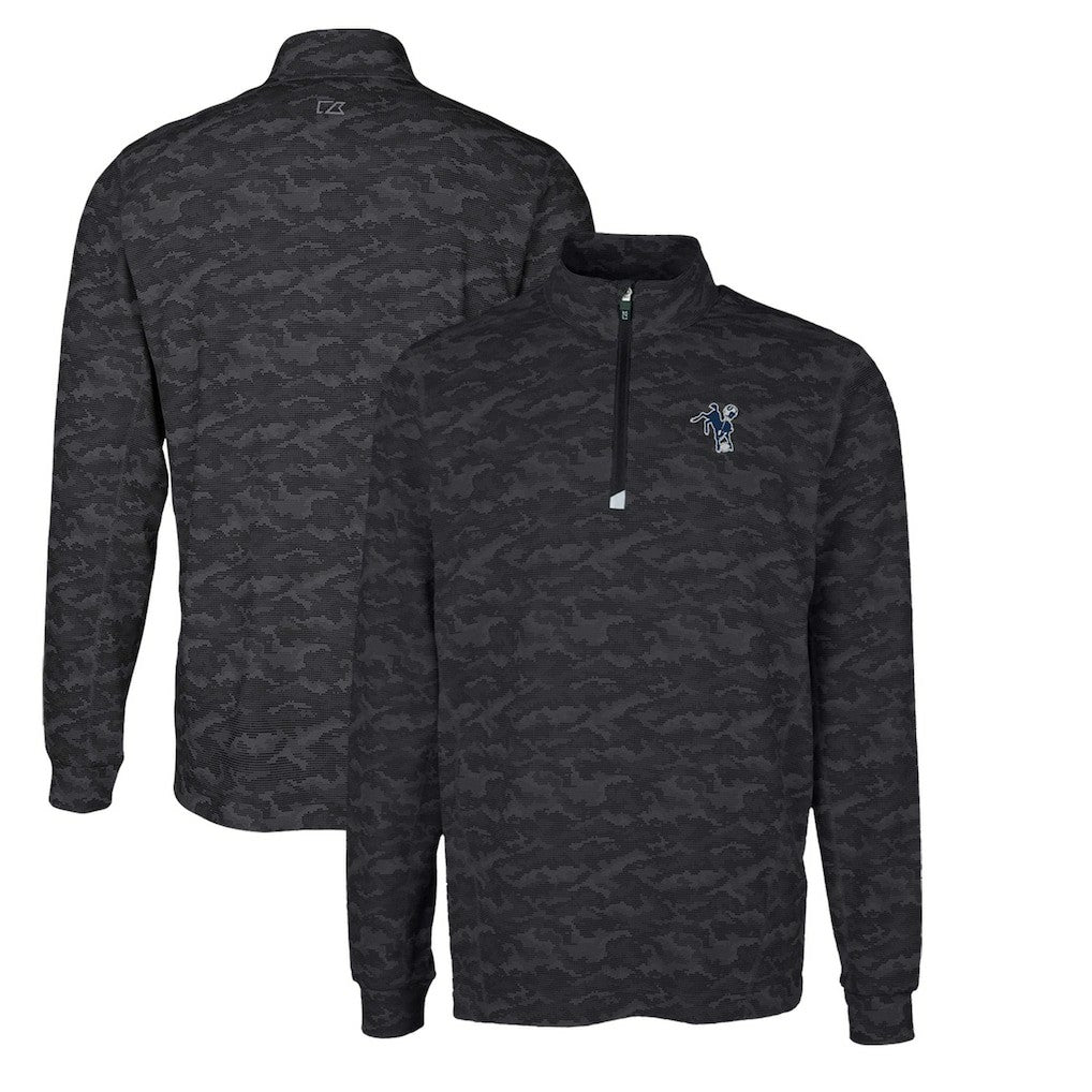 Indianapolis Colts Cutter & Buck Throwback Logo Big & Tall Traverse Camo Print Stretch Quarter-Zip Pullover Top | NFL Hot