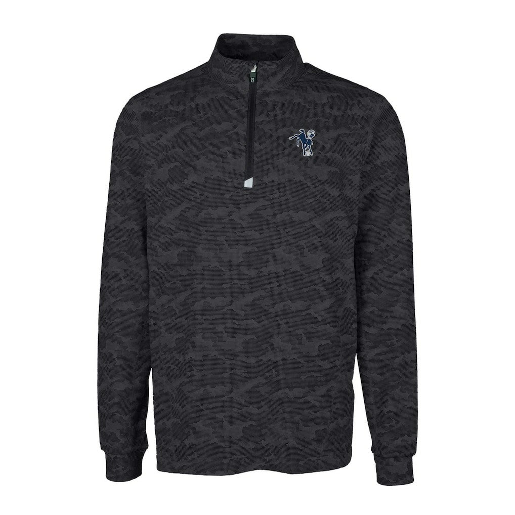 Indianapolis Colts Cutter & Buck Throwback Logo Big & Tall Traverse Camo Print Stretch Quarter-Zip Pullover Top | NFL Hot