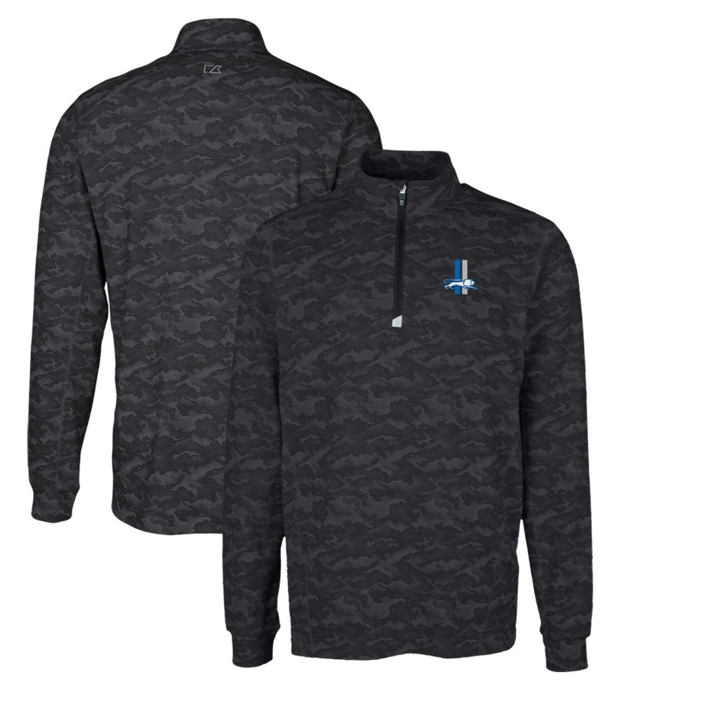 Detroit Lions Cutter & Buck Throwback Logo Big & Tall Traverse Camo Print Stretch Quarter-Zip Pullover Top | NFL Discount