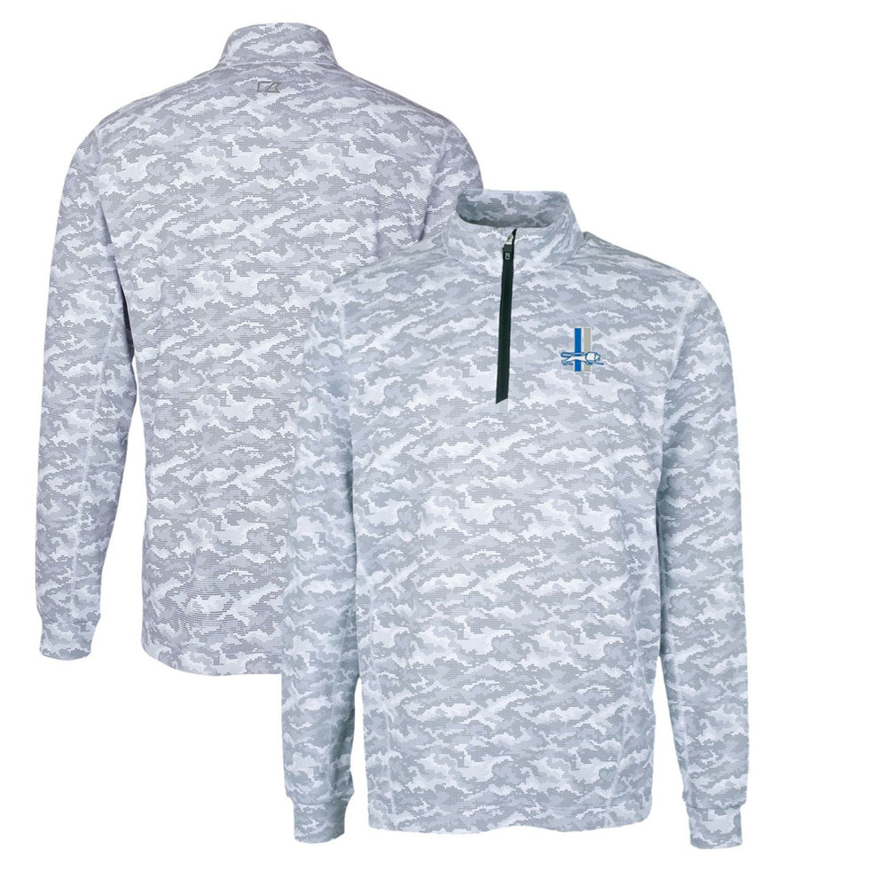 Detroit Lions Cutter & Buck Throwback Logo Big & Tall Traverse Camo Print Stretch Quarter-Zip Pullover Top | NFL Discount