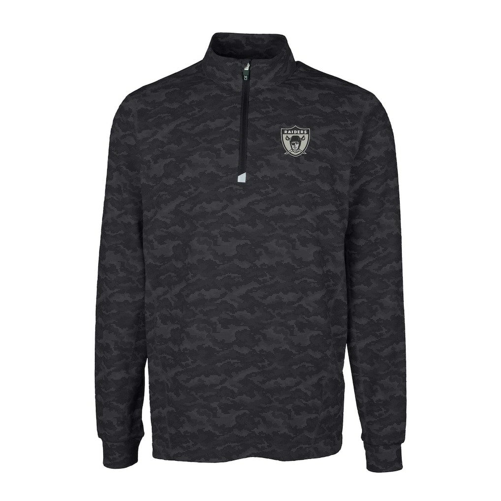 Las Vegas Raiders Cutter & Buck Throwback Logo Big & Tall Traverse Camo Print Stretch Quarter-Zip Pullover Top | NFL New