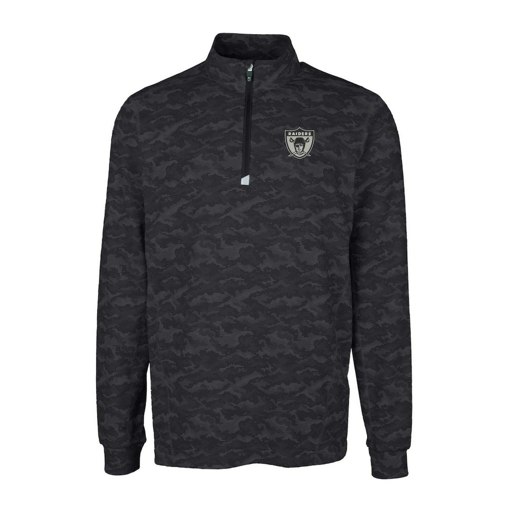 Las Vegas Raiders Cutter & Buck Throwback Logo Big & Tall Traverse Camo Print Stretch Quarter-Zip Pullover Top | NFL New