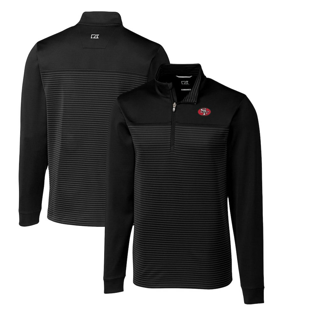 San Francisco 49ers Cutter & Buck Throwback Logo Traverse Stripe Stretch Quarter-Zip Big & Tall Pullover Top | NFL New