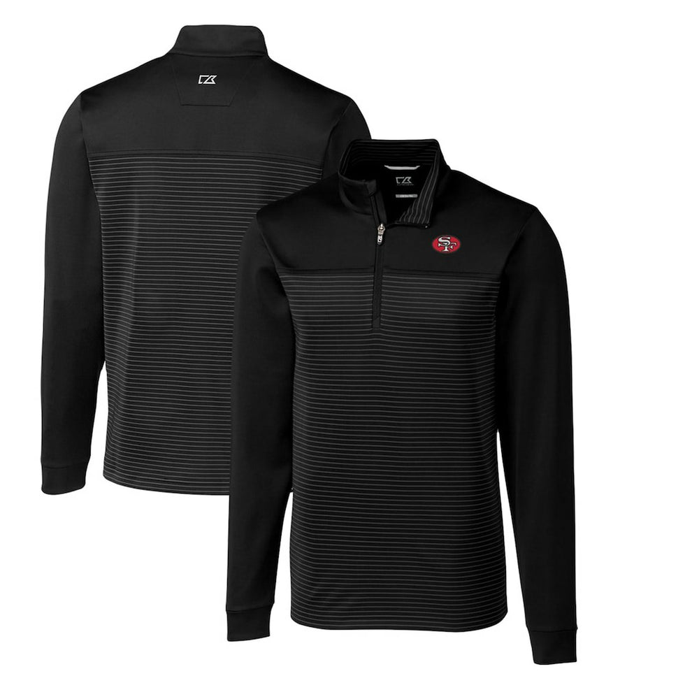 San Francisco 49ers Cutter & Buck Throwback Logo Traverse Stripe Stretch Quarter-Zip Big & Tall Pullover Top | NFL New