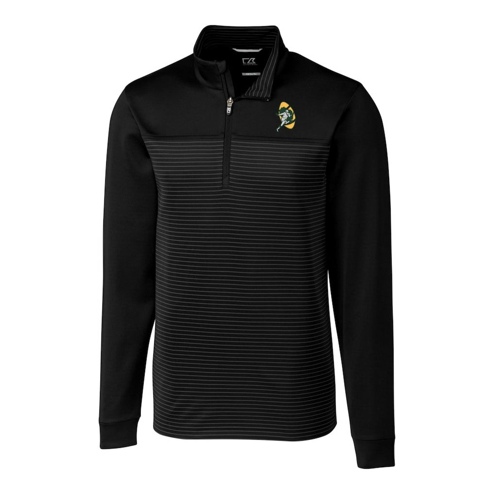 Green Bay Packers Cutter & Buck Throwback Logo Traverse Stripe Stretch Quarter-Zip Big & Tall Pullover Top | NFL Outlet