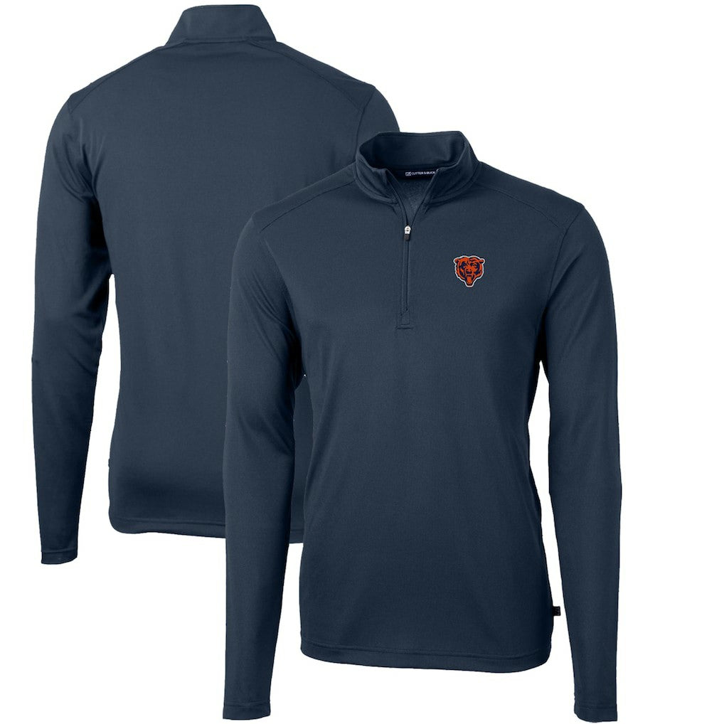 Chicago Bears Cutter & Buck Throwback Logo Virtue Eco Pique Recycled Quarter-Zip Big & Tall Pullover Top | NFL Outlet