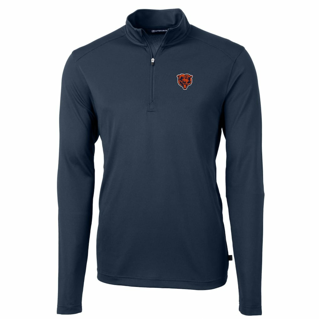 Chicago Bears Cutter & Buck Throwback Logo Virtue Eco Pique Recycled Quarter-Zip Big & Tall Pullover Top | NFL Outlet