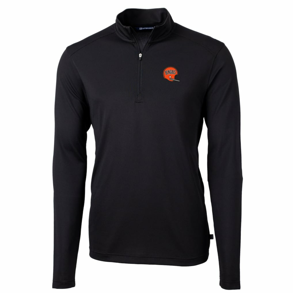 Cincinnati Bengals Cutter & Buck Throwback Logo Virtue Eco Pique Recycled Quarter-Zip Big & Tall Pullover Top | NFL New
