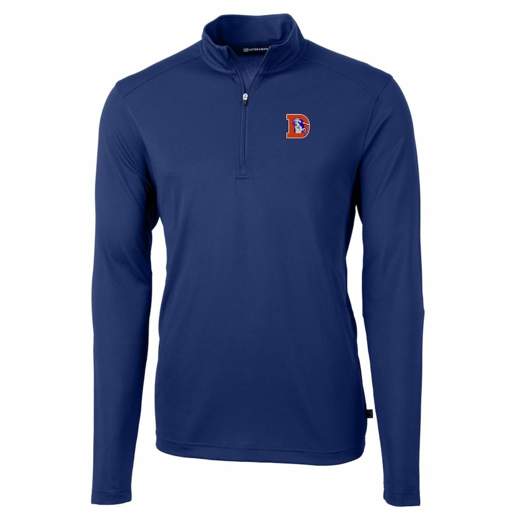 Denver Broncos Cutter & Buck Throwback Logo Virtue Eco Pique Recycled Quarter-Zip Big & Tall Pullover Top | NFL Discount