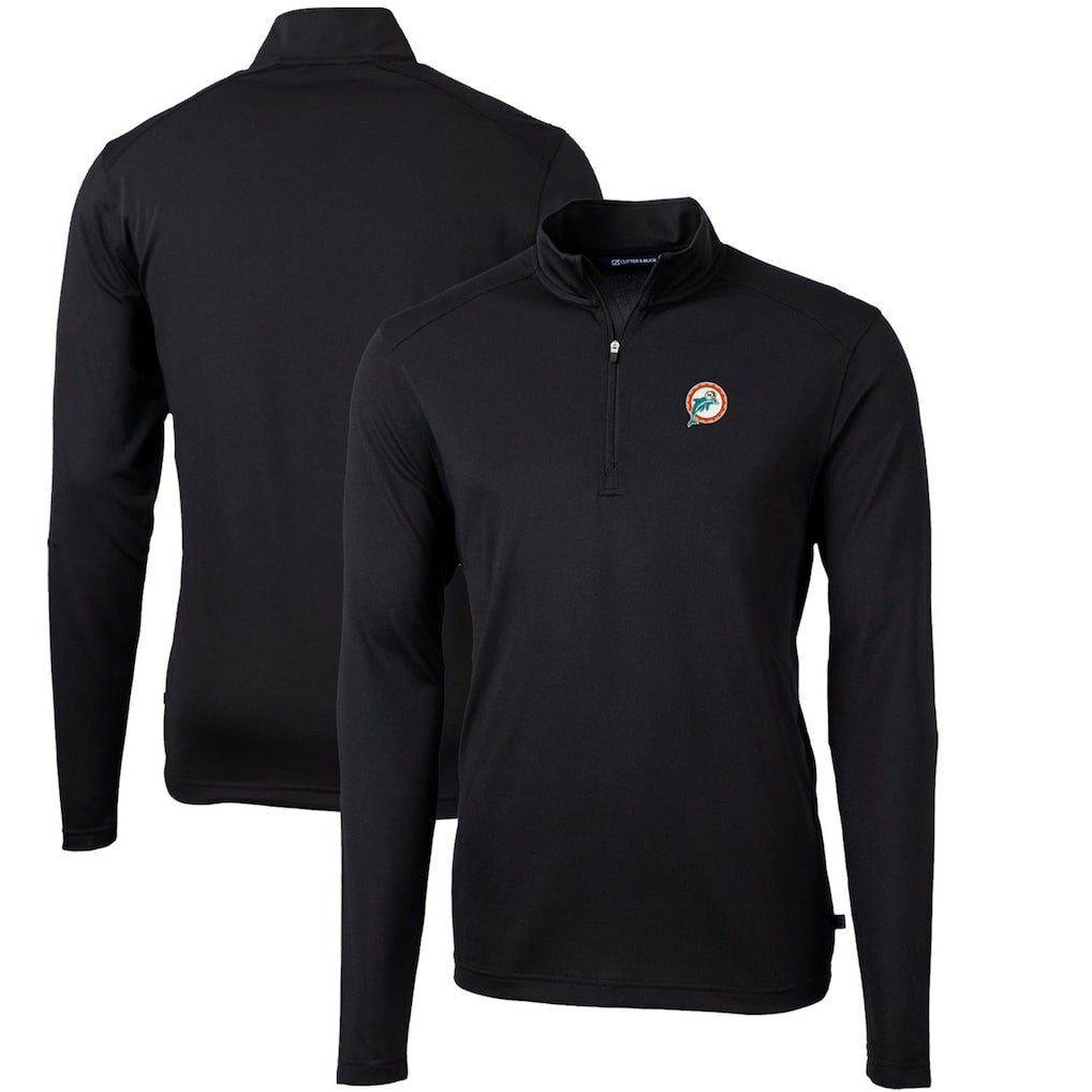 Miami Dolphins Cutter & Buck Throwback Logo Virtue Eco Pique Recycled Quarter-Zip Big & Tall Pullover Top | NFL US