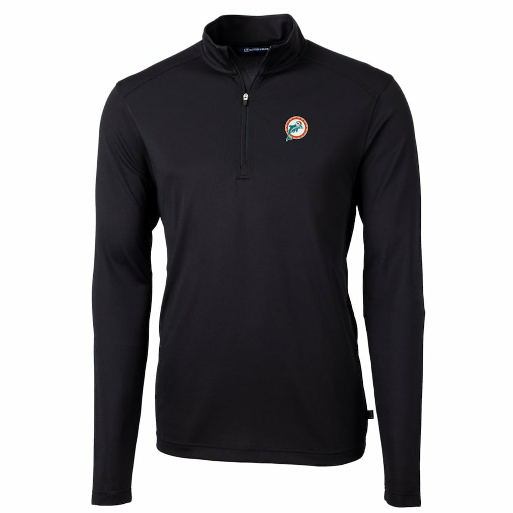 Miami Dolphins Cutter & Buck Throwback Logo Virtue Eco Pique Recycled Quarter-Zip Big & Tall Pullover Top | NFL US