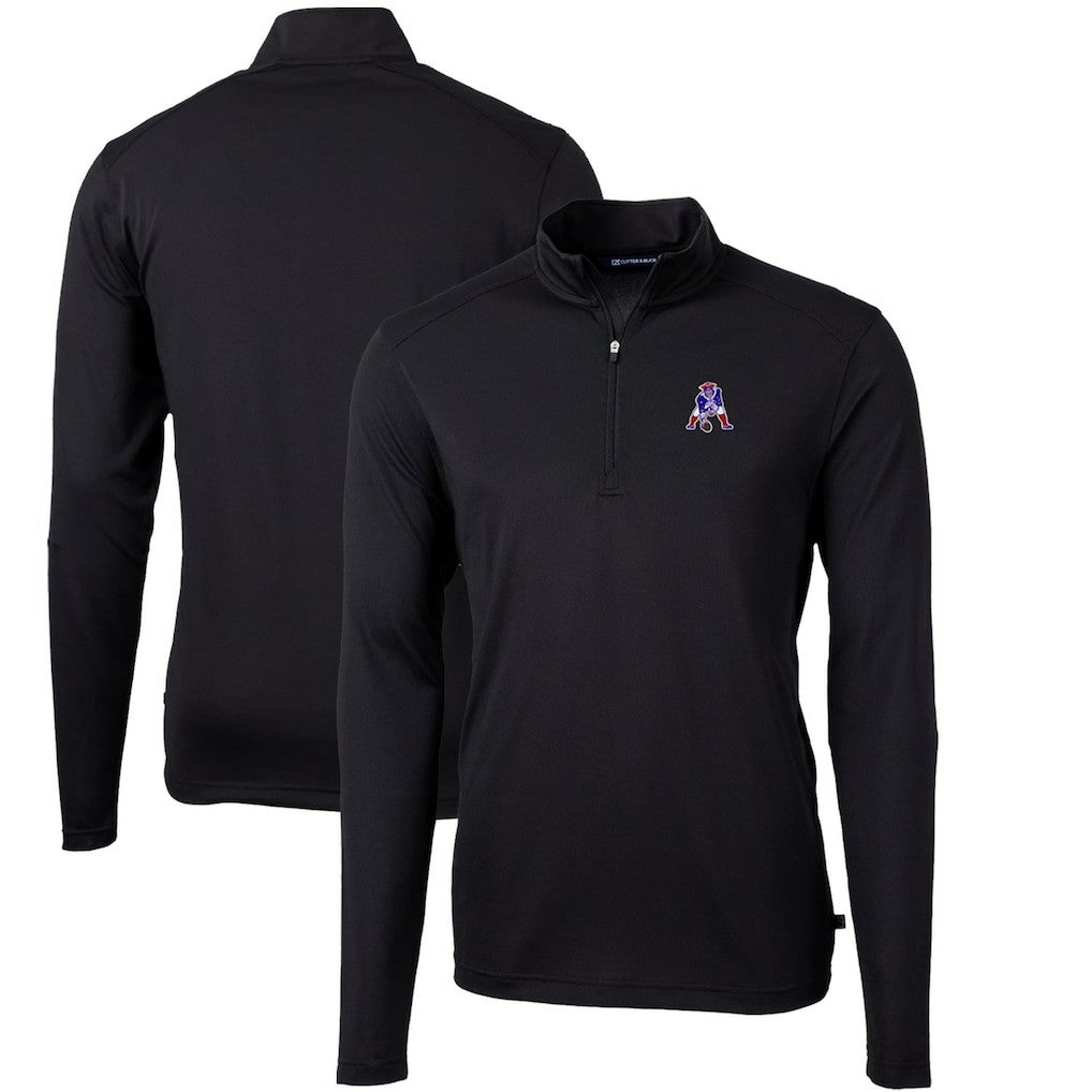 New England Patriots Cutter & Buck Throwback Logo Virtue Eco Pique Recycled Quarter-Zip Big & Tall Pullover Top | NFL Online