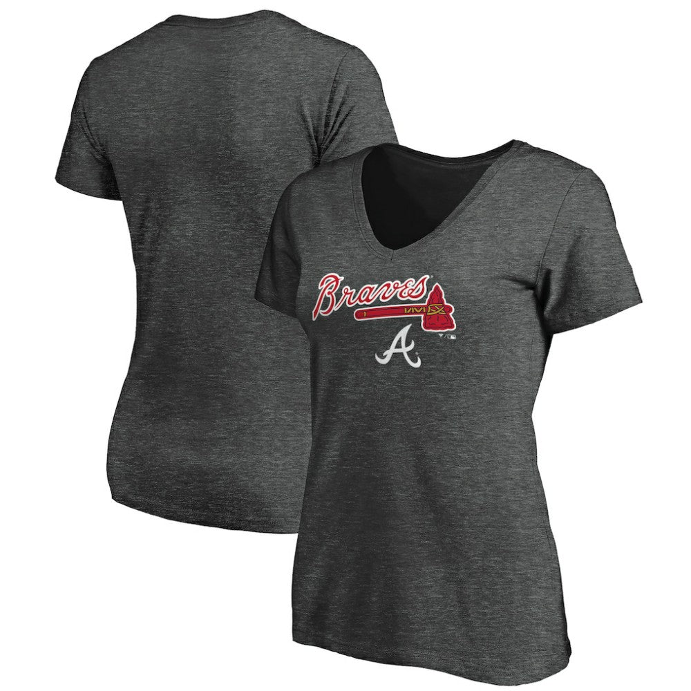 Atlanta Braves Women's Team Lockup V-Neck T-Shirt - MLB T-shirts