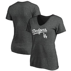Los Angeles Dodgers Women's Team Lockup V-Neck T-Shirt - MLB T-shirts