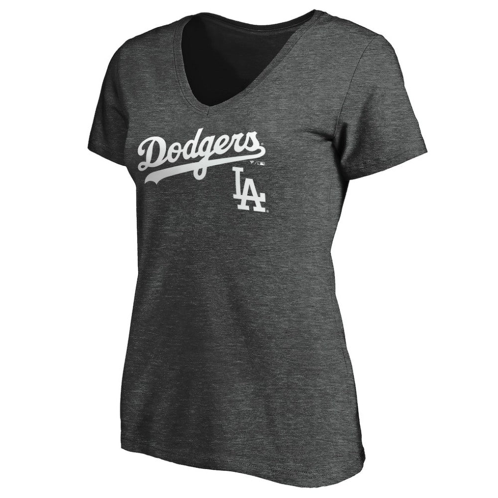 Los Angeles Dodgers Women's Team Lockup V-Neck T-Shirt - MLB T-shirts