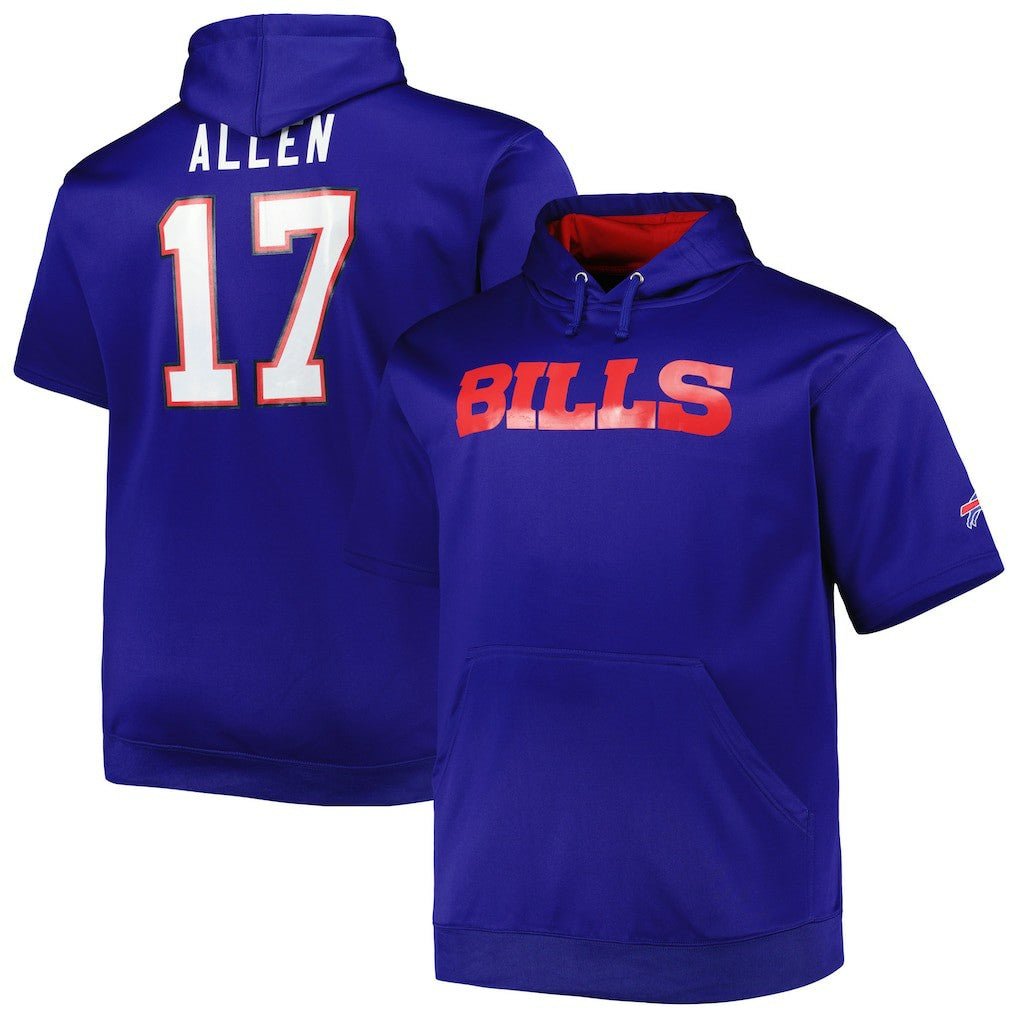 Buffalo Bills Josh Allen  Big & Tall Short Sleeve Pullover Hoodie | NFL Outlet
