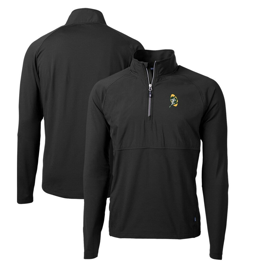 Green Bay Packers Cutter & Buck Adapt Eco Knit Hybrid Throwback Recycled Quarter-Zip Pullover | NFL New