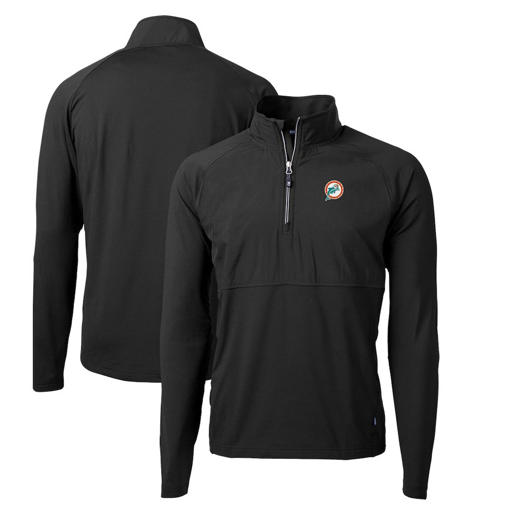 Miami Dolphins Cutter & Buck Adapt Eco Knit Hybrid Recycled Quarter-Zip Throwback Pullover Top | NFL Sale