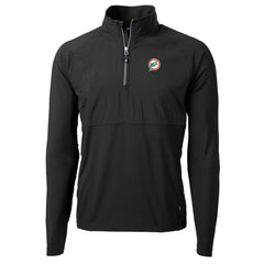 Miami Dolphins Cutter & Buck Adapt Eco Knit Hybrid Recycled Quarter-Zip Throwback Pullover Top | NFL Sale