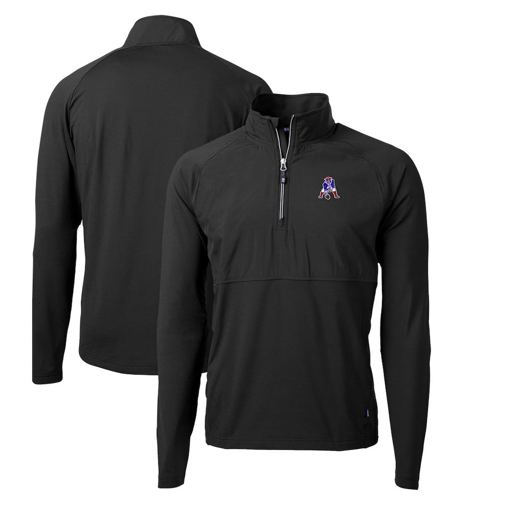 New England Patriots Cutter & Buck Adapt Eco Knit Hybrid Recycled Quarter-Zip Throwback Pullover Top | NFL Discount