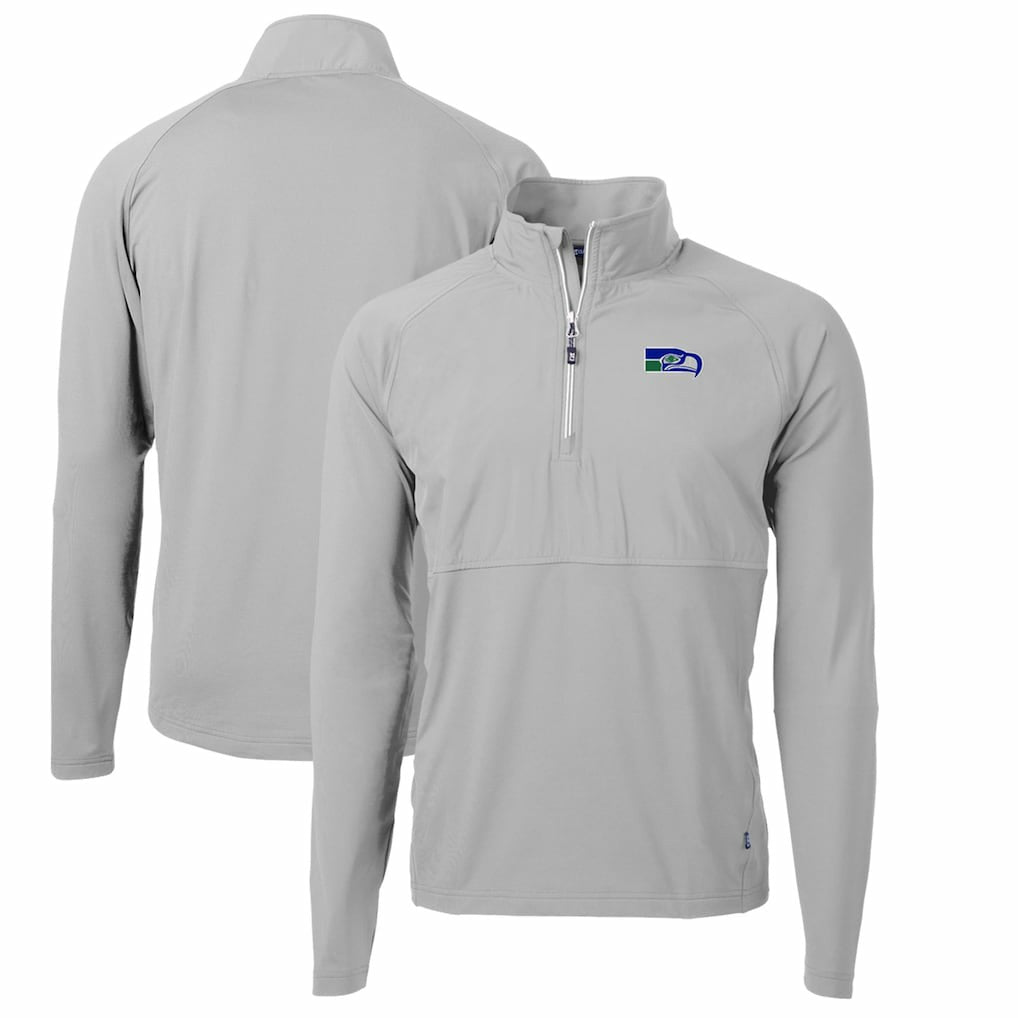 Seattle Seahawks Cutter & Buck Adapt Eco Knit Hybrid Recycled Quarter-Zip Throwback Pullover Top | NFL Discount