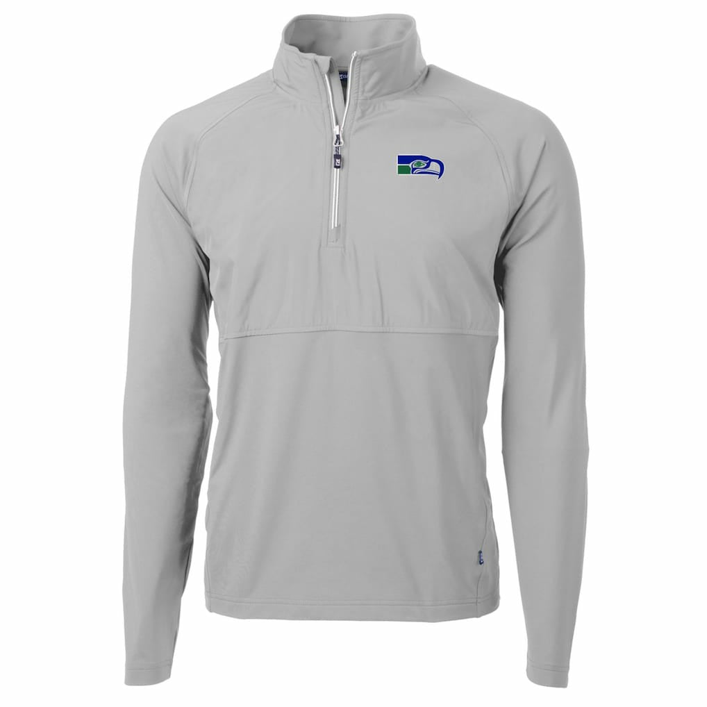Seattle Seahawks Cutter & Buck Adapt Eco Knit Hybrid Recycled Quarter-Zip Throwback Pullover Top | NFL Discount
