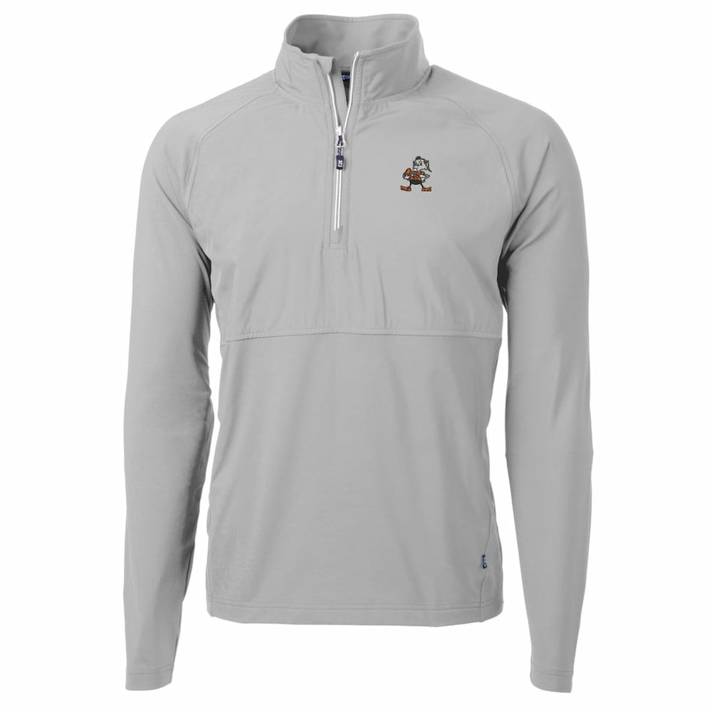 Cleveland Browns Cutter & Buck Adapt Eco Knit Hybrid Recycled Quarter-Zip Throwback Pullover Top | NFL Outlet