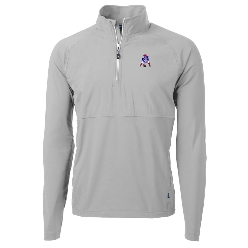 New England Patriots Cutter & Buck Adapt Eco Knit Hybrid Recycled Quarter-Zip Throwback Pullover Top | NFL Sale