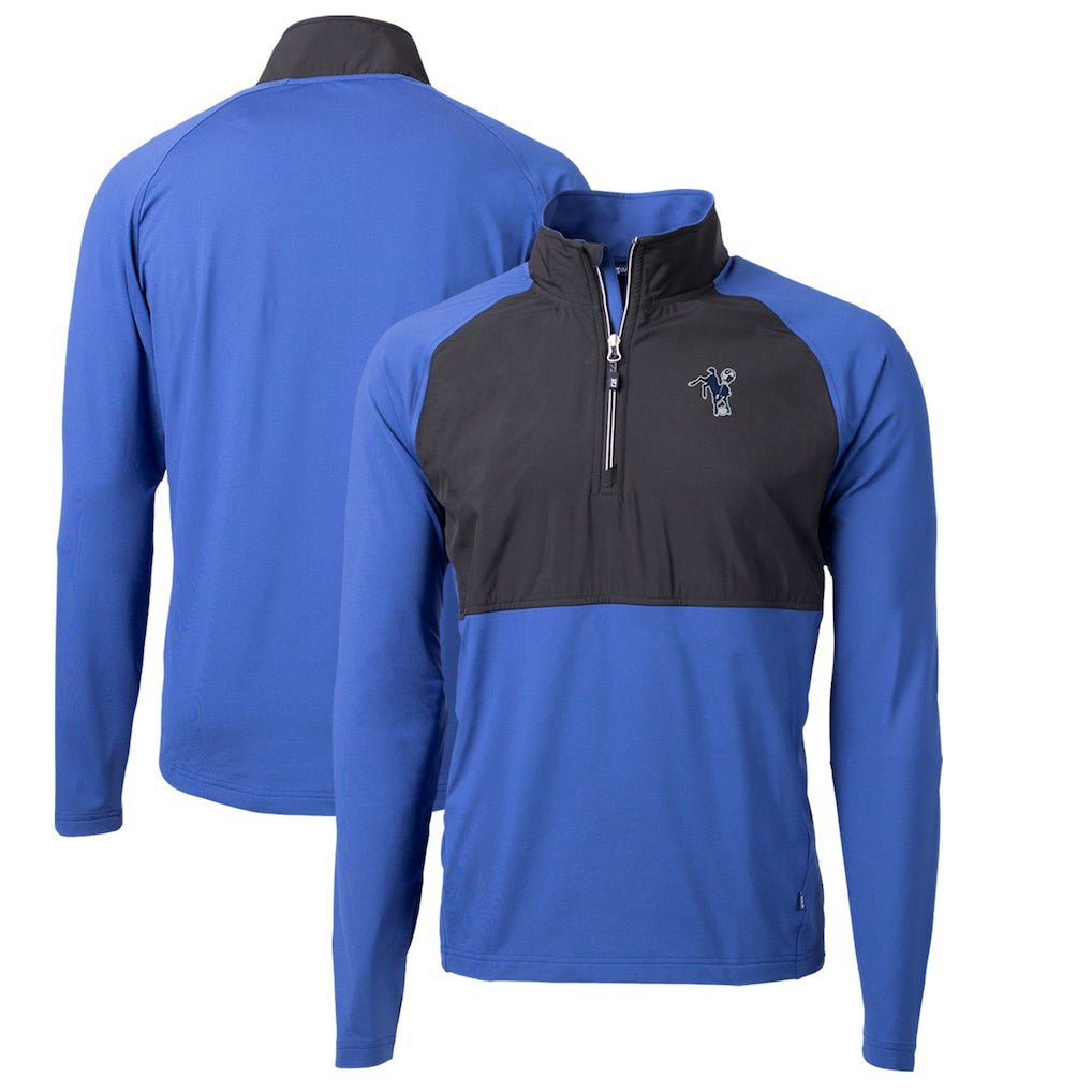 Indianapolis Colts Cutter & Buck Adapt Eco Knit Hybrid Recycled Quarter-Zip Throwback Pullover Top | NFL Hot