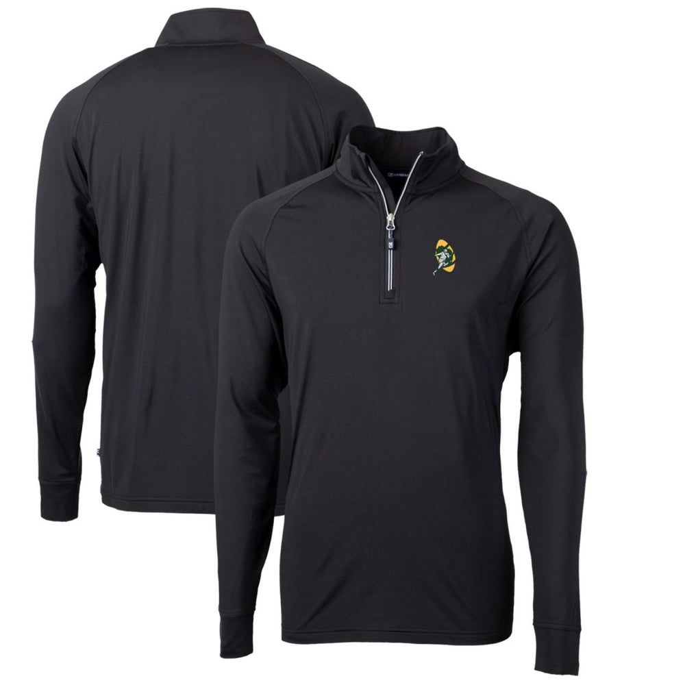Green Bay Packers Cutter & Buck Adapt Eco Knit Stretch Recycled Quarter-Zip Throwback Pullover Top | NFL Hot