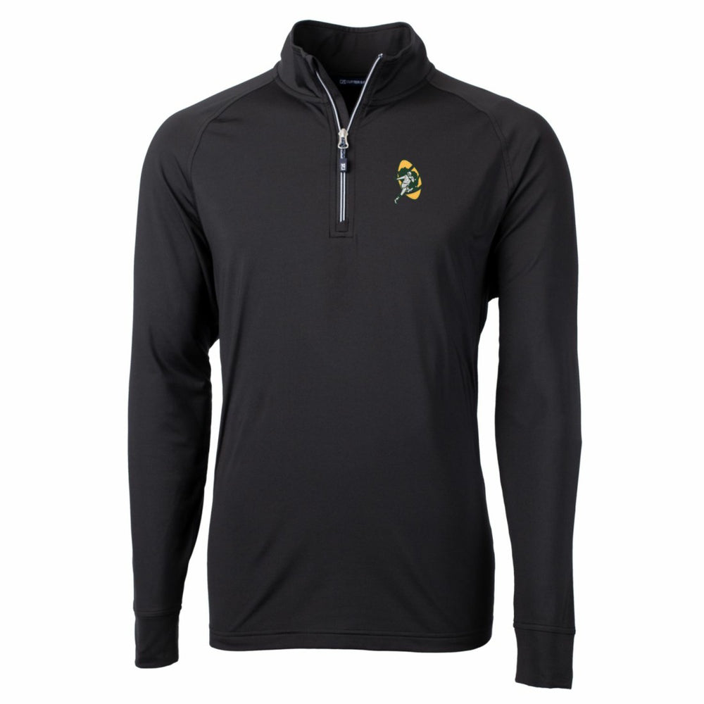 Green Bay Packers Cutter & Buck Adapt Eco Knit Stretch Recycled Quarter-Zip Throwback Pullover Top | NFL Hot