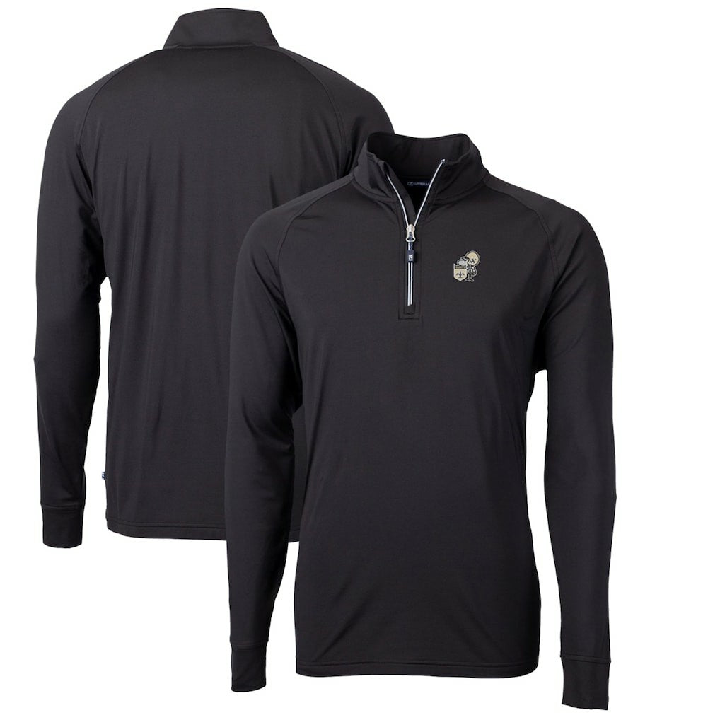 New Orleans Saints Cutter & Buck Adapt Eco Knit Stretch Recycled Quarter-Zip Throwback Pullover Top | NFL Outlet