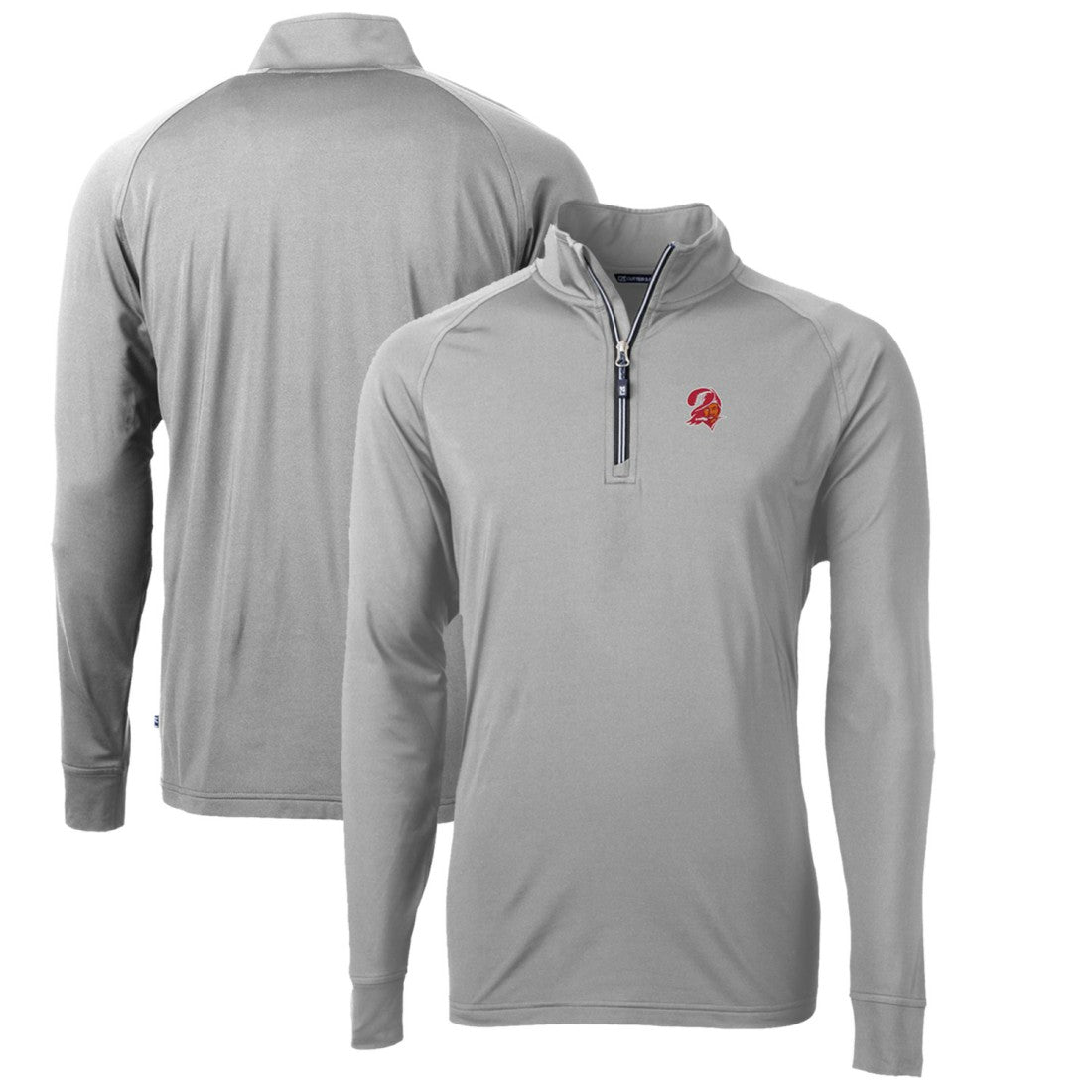 Tampa Bay Buccaneers Cutter & Buck Adapt Eco Knit Stretch Recycled Quarter-Zip Throwback Pullover Top | NFL Discount
