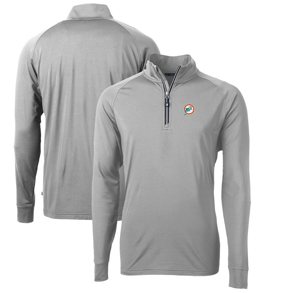 Miami Dolphins Cutter & Buck Adapt Eco Knit Stretch Recycled Quarter-Zip Throwback Pullover Top | NFL Outlet