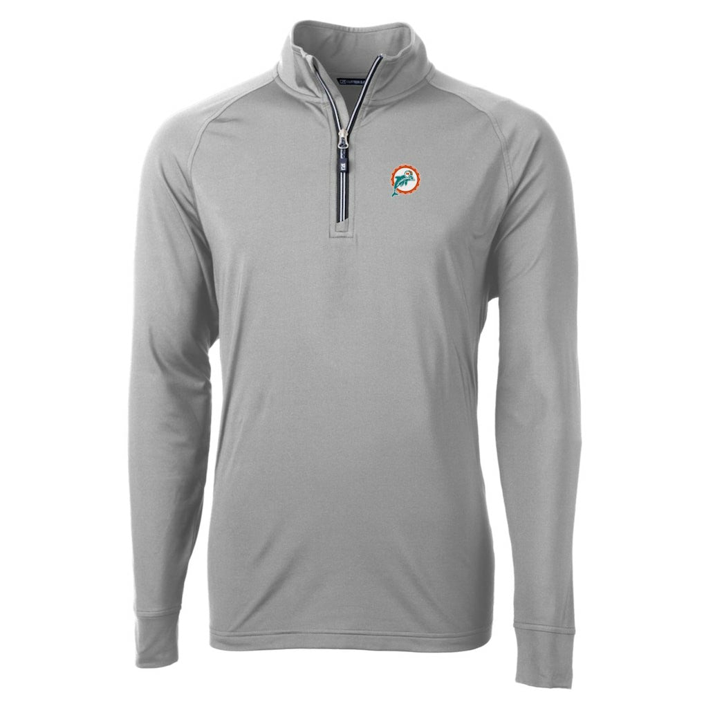 Miami Dolphins Cutter & Buck Adapt Eco Knit Stretch Recycled Quarter-Zip Throwback Pullover Top | NFL Outlet