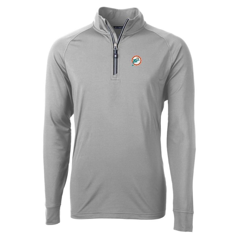 Miami Dolphins Cutter & Buck Adapt Eco Knit Stretch Recycled Quarter-Zip Throwback Pullover Top | NFL Outlet