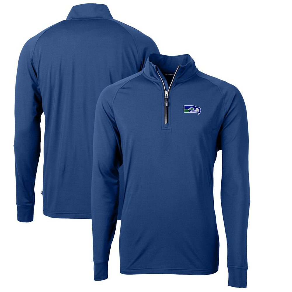 Seattle Seahawks Cutter & Buck Adapt Eco Knit Stretch Recycled Quarter-Zip Throwback Pullover Top | NFL Outlet