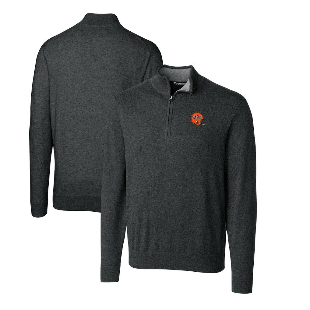 Cincinnati Bengals Cutter & Buck Throwback Logo Lakemont Tri-Blend Quarter-Zip Pullover Sweater | NFL Outlet