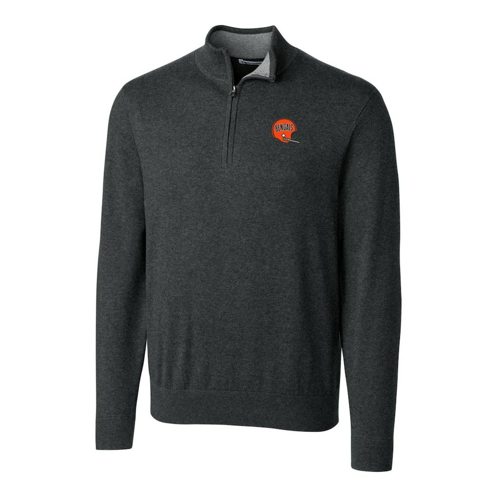 Cincinnati Bengals Cutter & Buck Throwback Logo Lakemont Tri-Blend Quarter-Zip Pullover Sweater | NFL Outlet