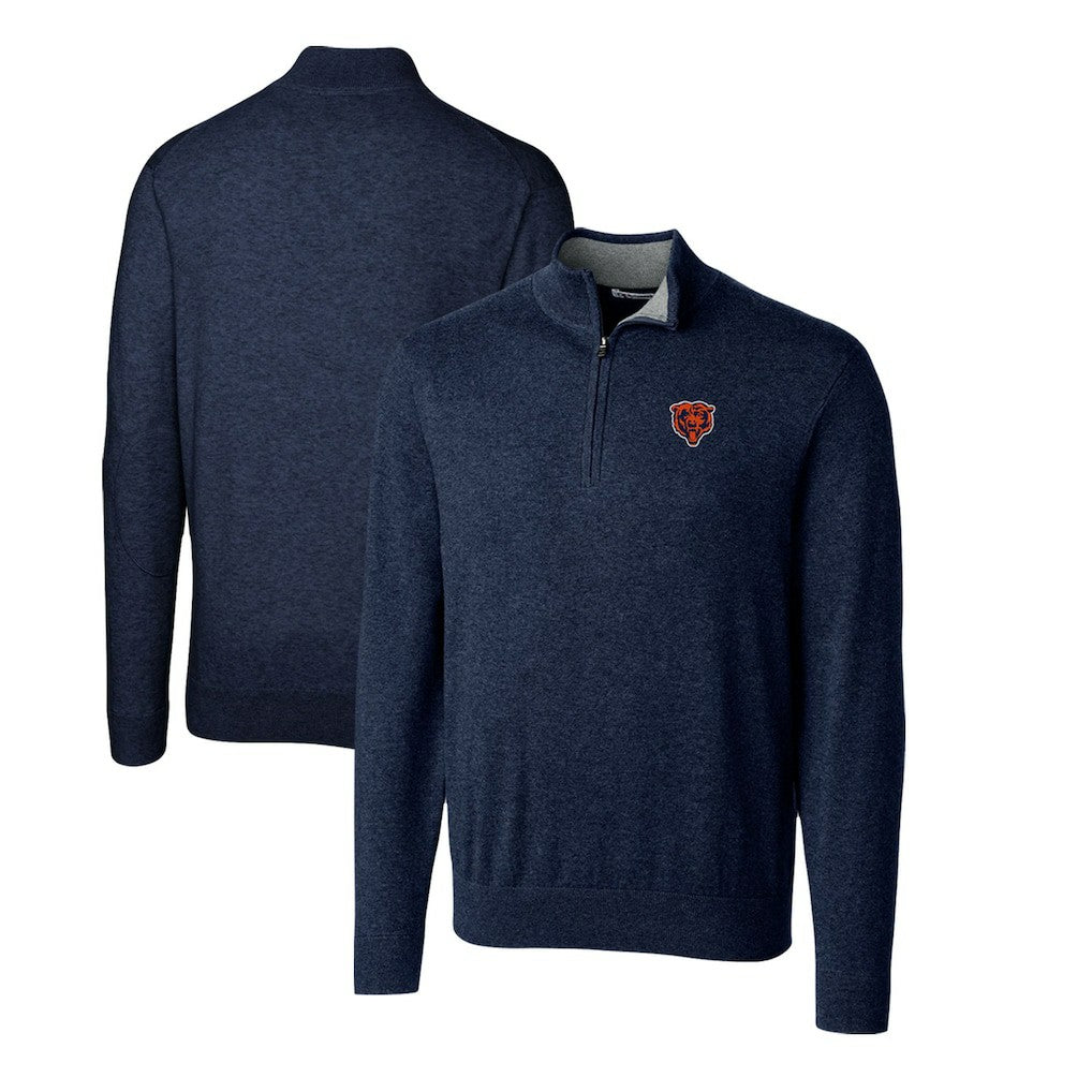 Chicago Bears Cutter & Buck Throwback Logo Lakemont Tri-Blend Quarter-Zip Pullover Sweater | NFL Discount