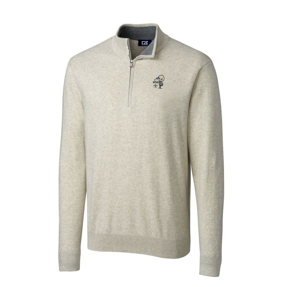 New Orleans Saints Cutter & Buck Throwback Logo Lakemont Tri-Blend Quarter-Zip Pullover Sweater | NFL Hot