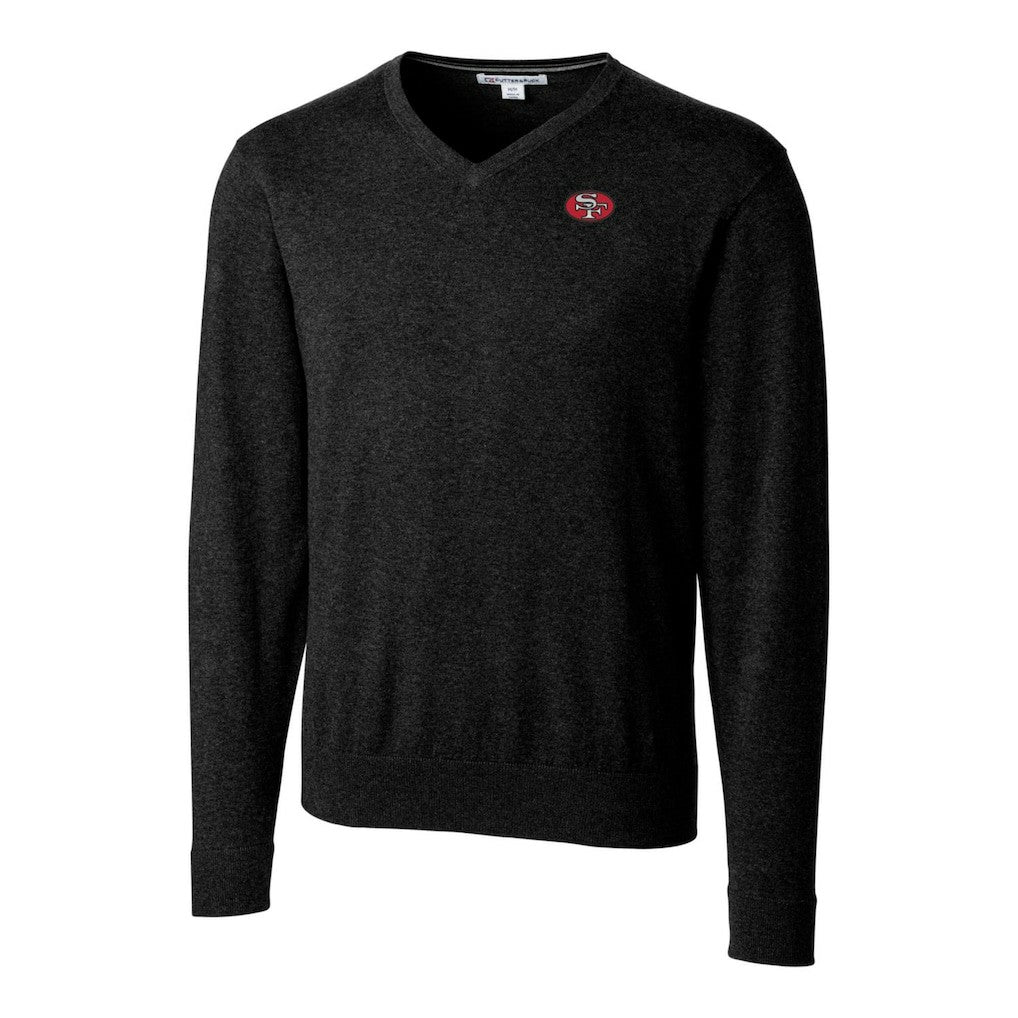 San Francisco 49ers Cutter & Buck Throwback Logo Lakemont Tri-Blend V-Neck Pullover Sweater | NFL Online