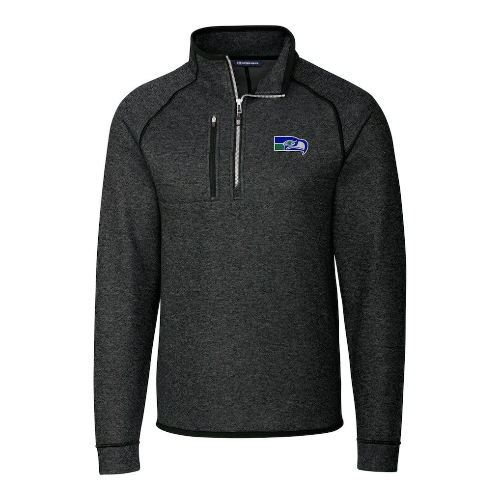 Seattle Seahawks Cutter & Buck Throwback Logo Mainsail Sweater-Knit Half-Zip Pullover Jacket | NFL US